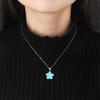 Boho Fashion Flower Pendant Necklace for Women Girl Charm Blue Imitation Opal Necklace Trendy Wedding Party Jewelry
