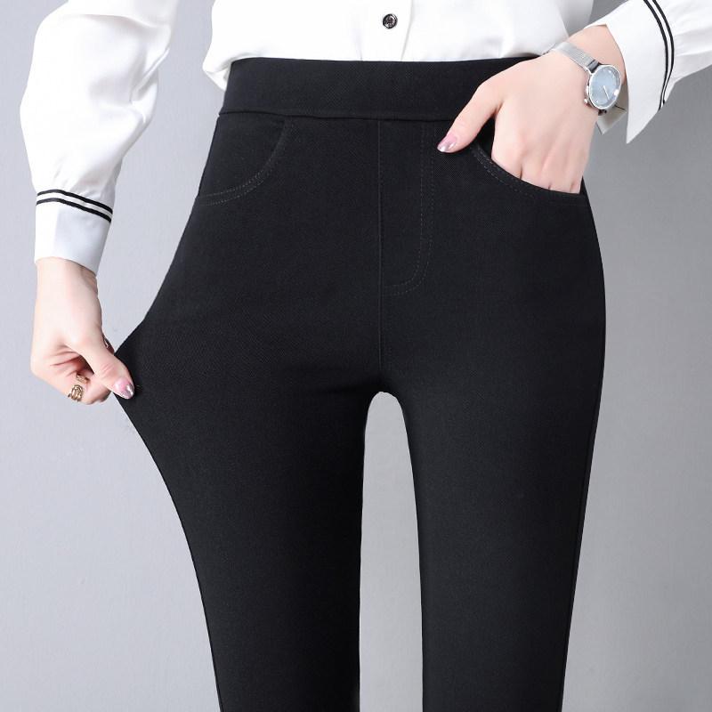 Tall Women's Stretchy Black Pencil Leggings with Plus Velvet for Spring/Autumn/Winter