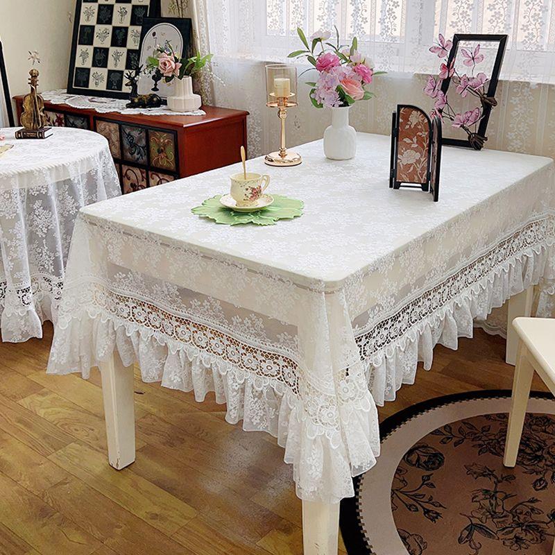 

French Lace Lace Tablecloth Rectangular Fancy round Dining Table Tablecloth White Retro Affordable Luxury Fabric 2318 lace yarn 70*70cm square