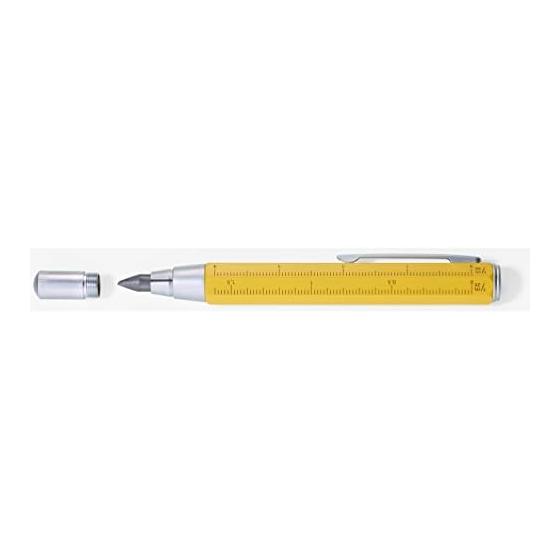 TROIKA 5.6mm Drop Lead Holder Clutch Pencil Zimmermann Carpenter's Pencil 5.6mm HB Lead Centimeter/Inch Ruler Integrated Sharpener Yellow