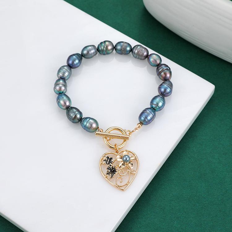 Vintage Black Freshwater Pearl 18k Gold-plated Bracelet and a Natural Freshwater Pearl Bracelet for Women