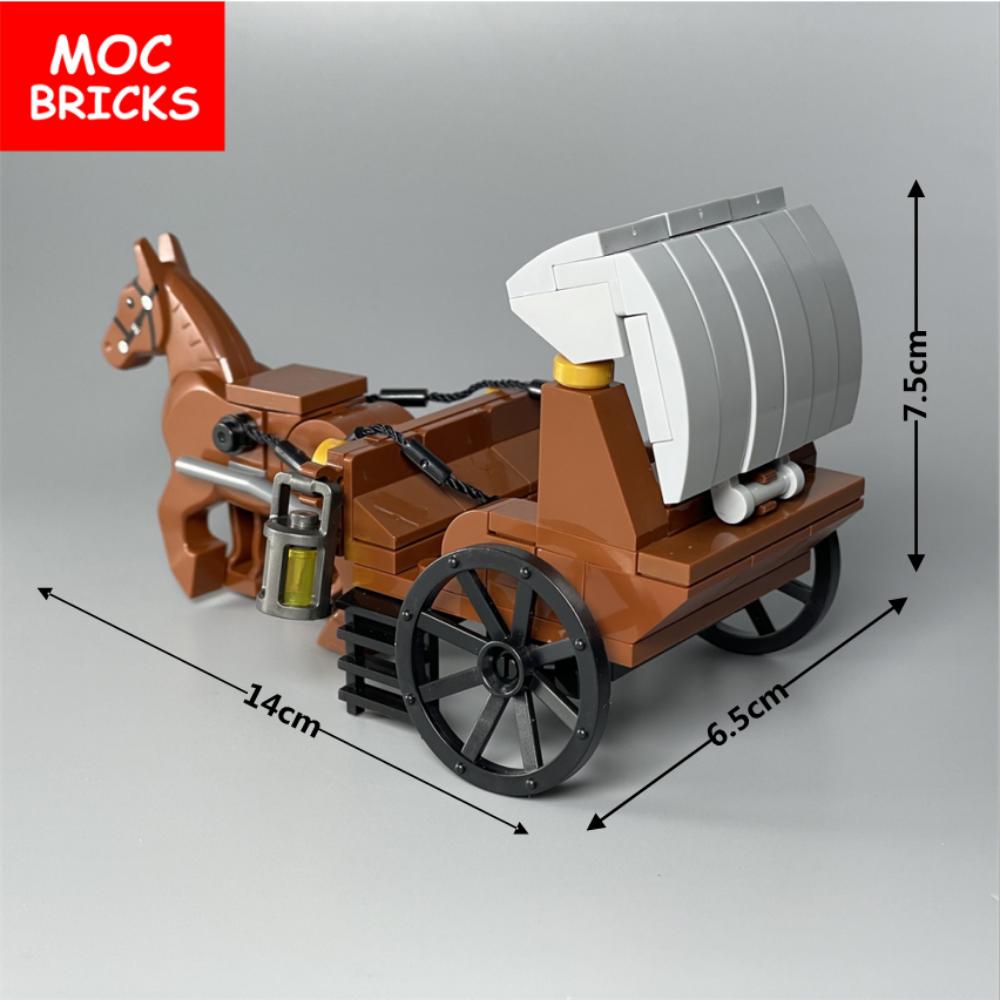 Ungiftiges Set Moc Steine Mittelalter Kutsche Prinzessin Königliches Pferdegespann Schloss Zubehör Bausteine Zusammenbauen Kinderspielzeug