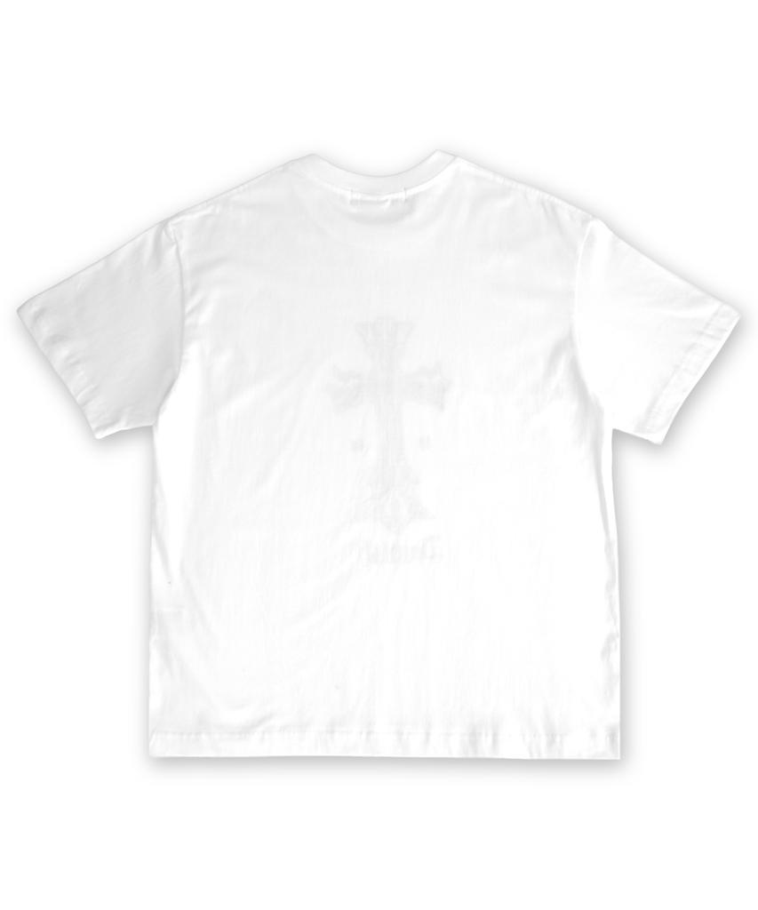 Damiswi Vintage Cracked Cross Graphic T-Shirt_White