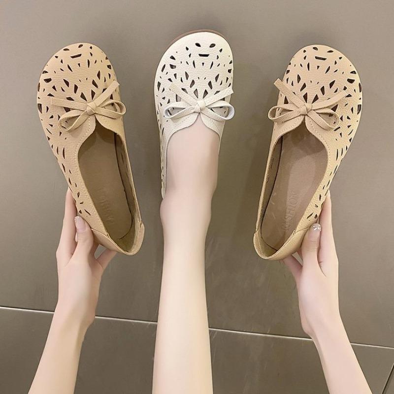 Flat-soled Womens Shoes New Flat-Soled Non-Slip Hollowed Out Breathable Womens Sandals Summer 2025 Lazy Flat Bottom Casual Shoes