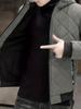 Men's Warm Quilted Hooded Jacket, Plush Winter Zip-Up Outerwear for Fall/Winter Outdoor Activities