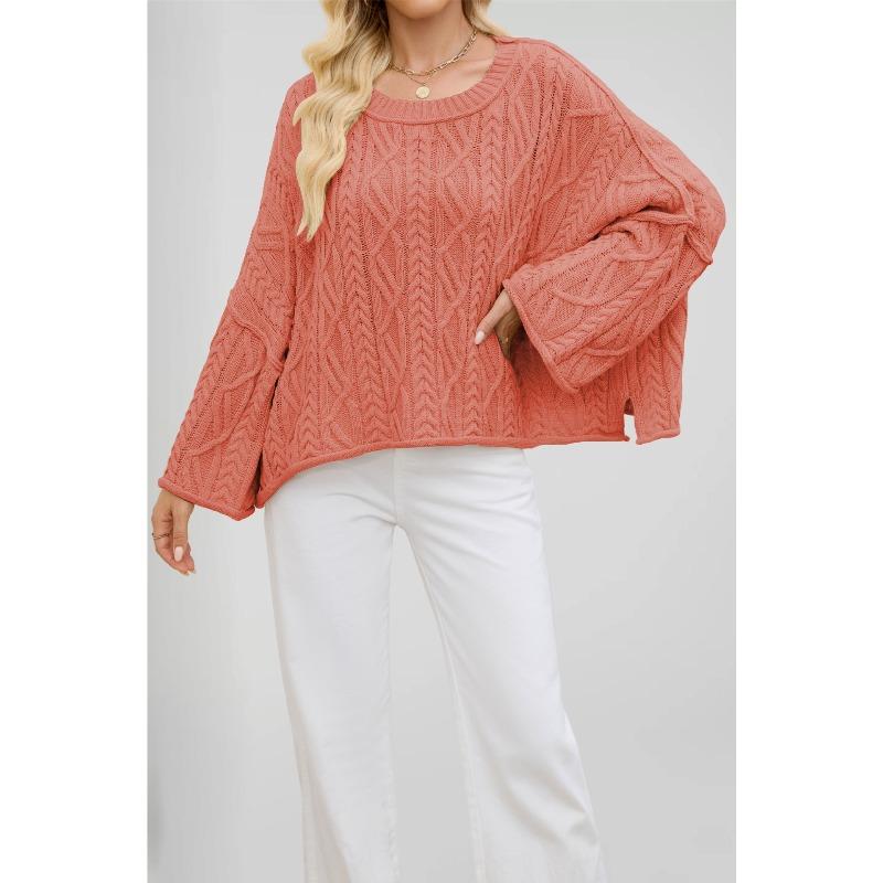 

YYFS Women s Fashion Casual Fall Winter Solid Color Print Long Sleeve O-Neck Tops Women s Clothing Woolen Knitwear Sweaters XL кавун червоний колір