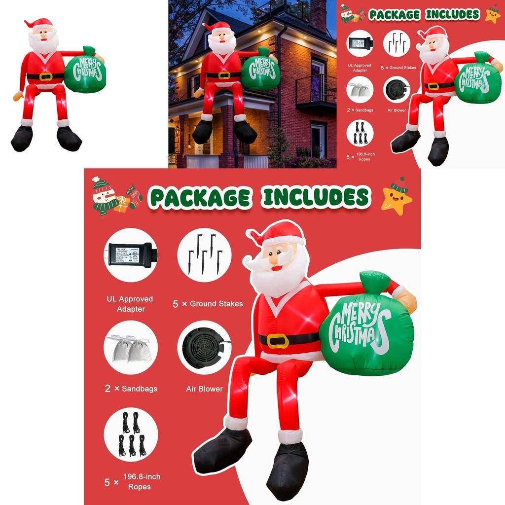 Christmas Inflatable Climbing Santa Claus With Led Outdoor Decor For Festive Yard Display