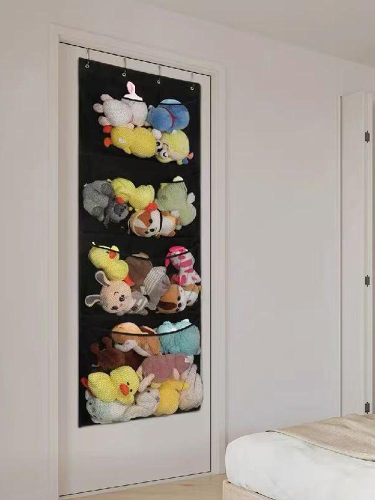 4-Section Door Hanging Organizer - Breathable Mesh Storage Bag for Toys & Clutter, Non-Woven Multi-Purpose Wall-Mounted