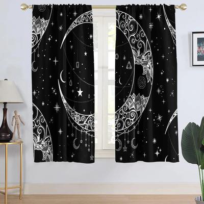 2 ks Závěsy Slunce Měsíc Souhvězdí Okenní závěsy Gotické Boho Mandala Závěsy do obývacího pokoje, ložnice, kuchyně, domácí dekorace