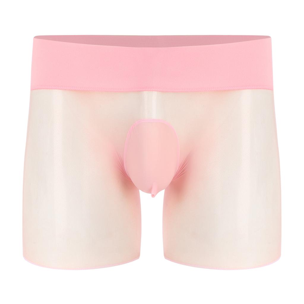 Mens Sheer High Waist Wide Waistband Boxer Briefs Sheath Underpants