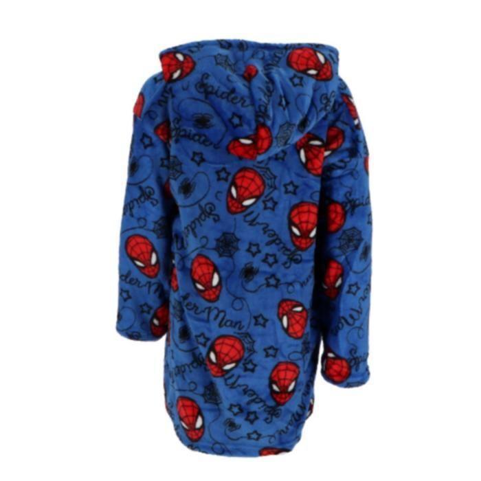 Plaid Hooded Fleece Poncho Spiderman - Soft Kids Blanket Sweatshirt (7-14 Years) - - Blue