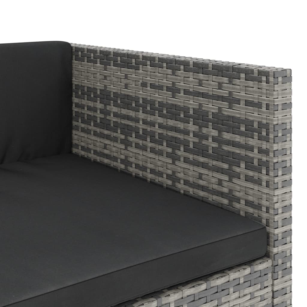 5 Piece Garden Lounge Set with Cushions Poly Rattan Grey