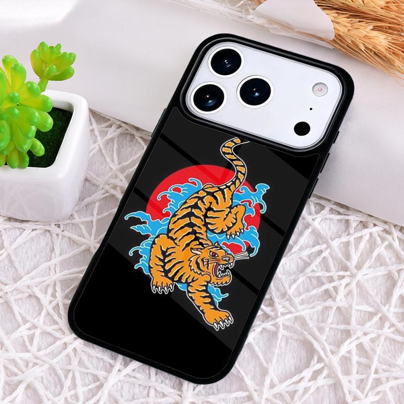 

Japanese Tiger Phone Case for iPhone 17 Air 16 15 11 12 14 13 Pro Max Shockproof Cover iPhone 16 Plus