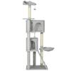 Cat Scratching Tree, 180 Cm, Platforms, Bed, 2 Caves, Hammock, Ladder, Sisal Posts, Light Gray