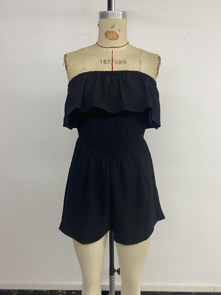 2026 Spring/Summer Women's Sleeveless Bandeau Ruffled Romper - European & American Holiday Style