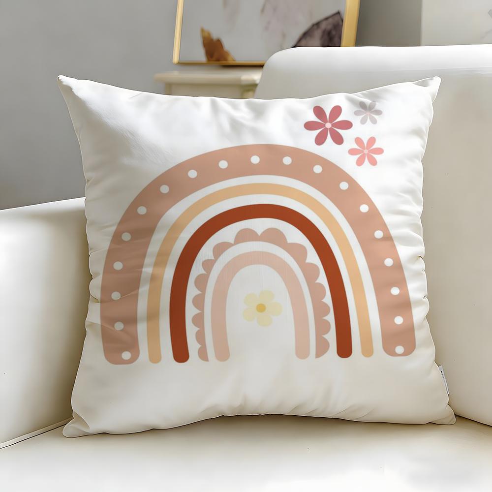 Classic Theme Rainbow Cushion Cover Soft & Easy-Wash Pillow Case – Versatile For Couch, Bed, Travel And Office