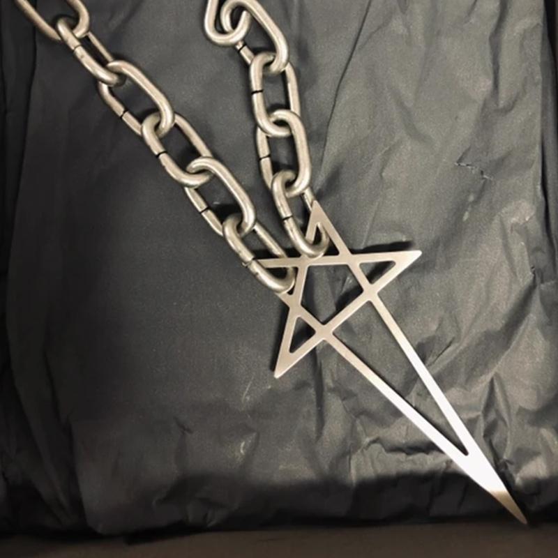 Trend Silver Color Chain Pentacle Necklaces Punk Collar Chokers Necklaces For Men Women Jewelry Aesthetic Thick Necklace