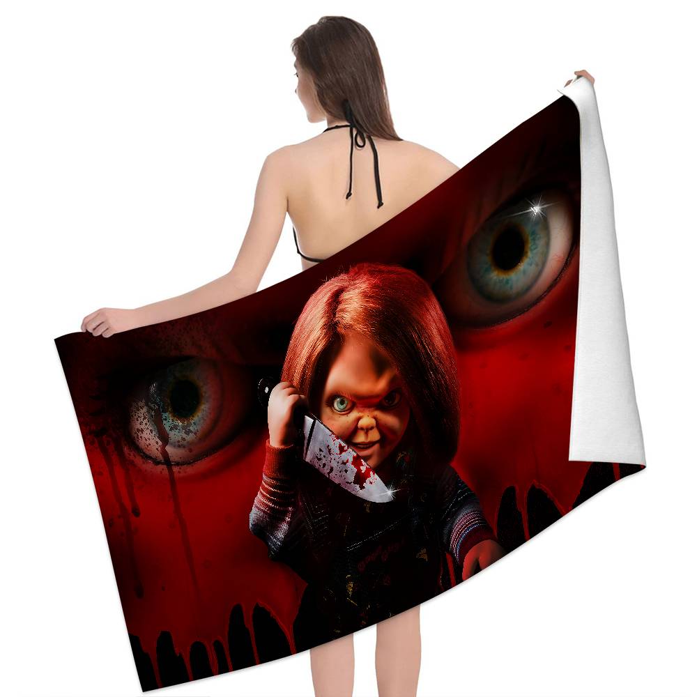 Klassischer Chucky Horrorfilm Anime Strand Schwimmtuch Weiches Saugfähiges Waschlappen Kindergeschenke Für Kinder Reise Camping Fitnessstudio