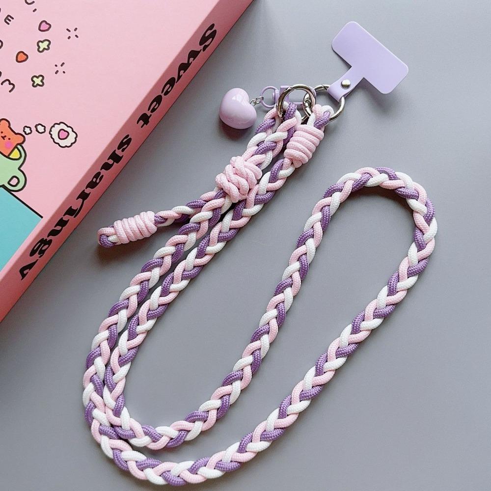 Braided Chain Mobile Phone Crossbody Lanyard Anti-lost Heart Crossbody Phone Strap