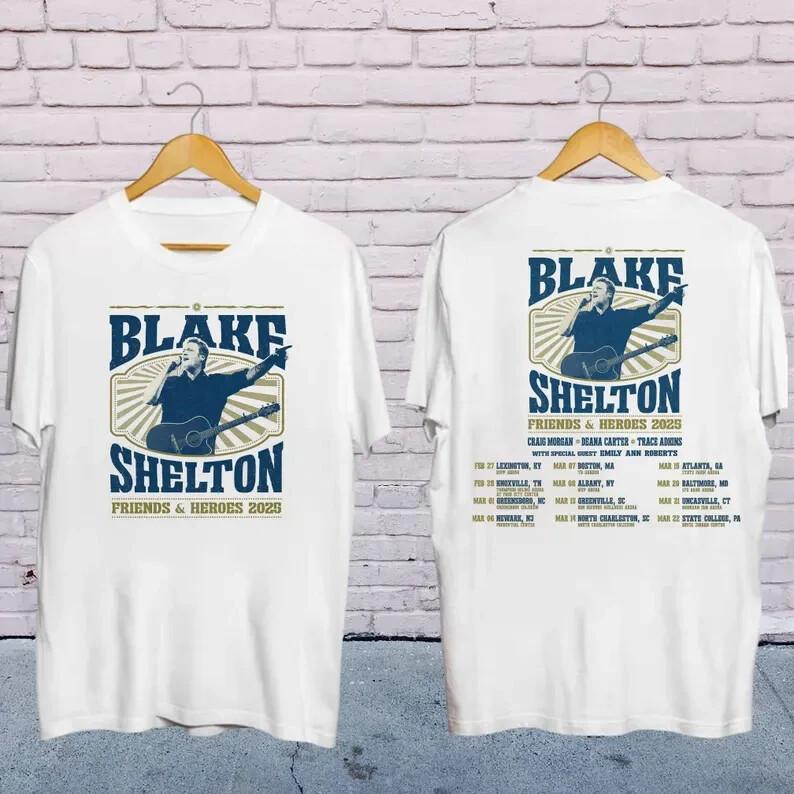 Blake Shelton Friends and Heroes Tour 2025 Shirt, Blake Shelton 2025 Concert Unisex T-Shirt S