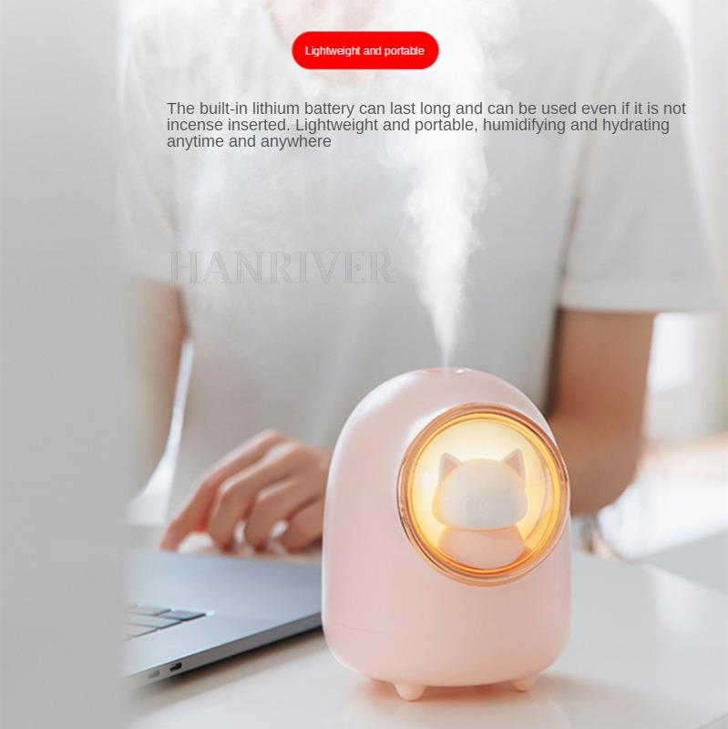 350ML Air Humidifier Cute Cat Ultra-Silent USB Aroma Essential Oil Diffuser Office Car Humidificador Air Purifier Mist Maker