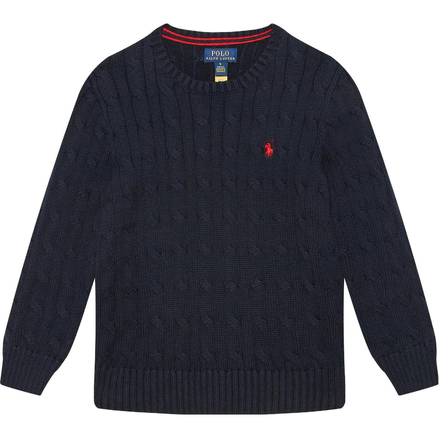 

Свитер Polo Ralph Lauren с вышивкой логотипа, V-образным вырезом, длинным рукавом, детские топы, темно-синий 322702674-042 S