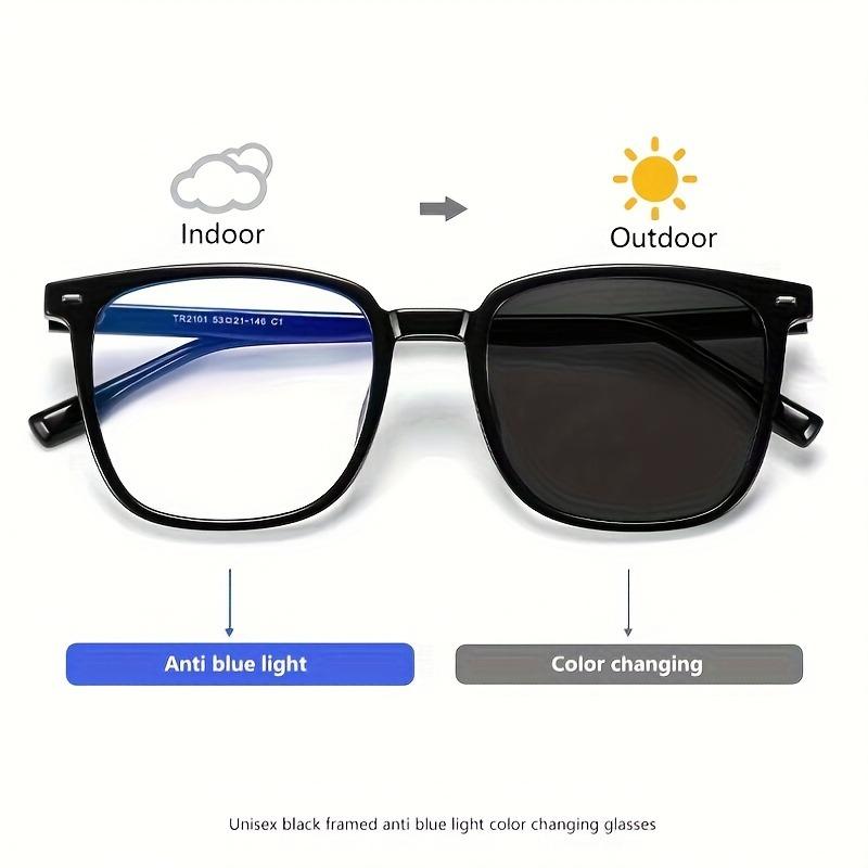 Fashionable Anti Blue Light Glasses Men's and Women's Square Glasses with Color Changing Lenses Casual Style
