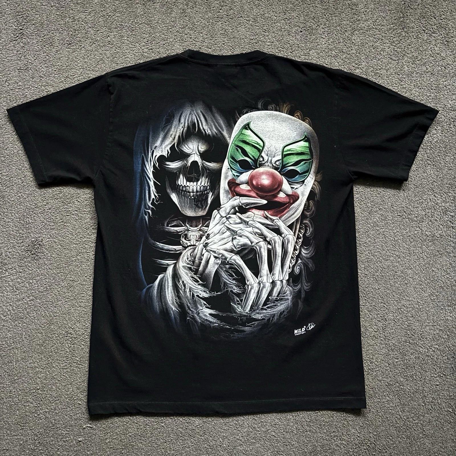 

90s/00s Retro Wild Joker Reaper Horror Spray Style T-shirt Retro Commemorative T-shirt Daily Outdoor Men Fan Printed T-shirt... S разноцветный