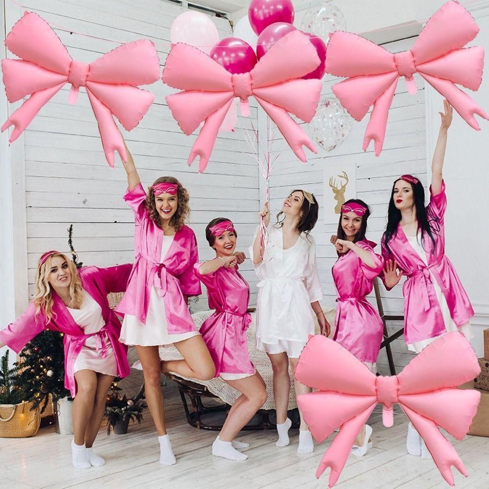 Reusable Pink Bow Balloons  for Girls Birthday Baby Shower Decorations Wedding Decorations