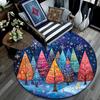 Winter Forest Round Area Rug,Carpet Rug for Living Room Bedroom Sofa Playroom Decor,Non-slip Floor Mat