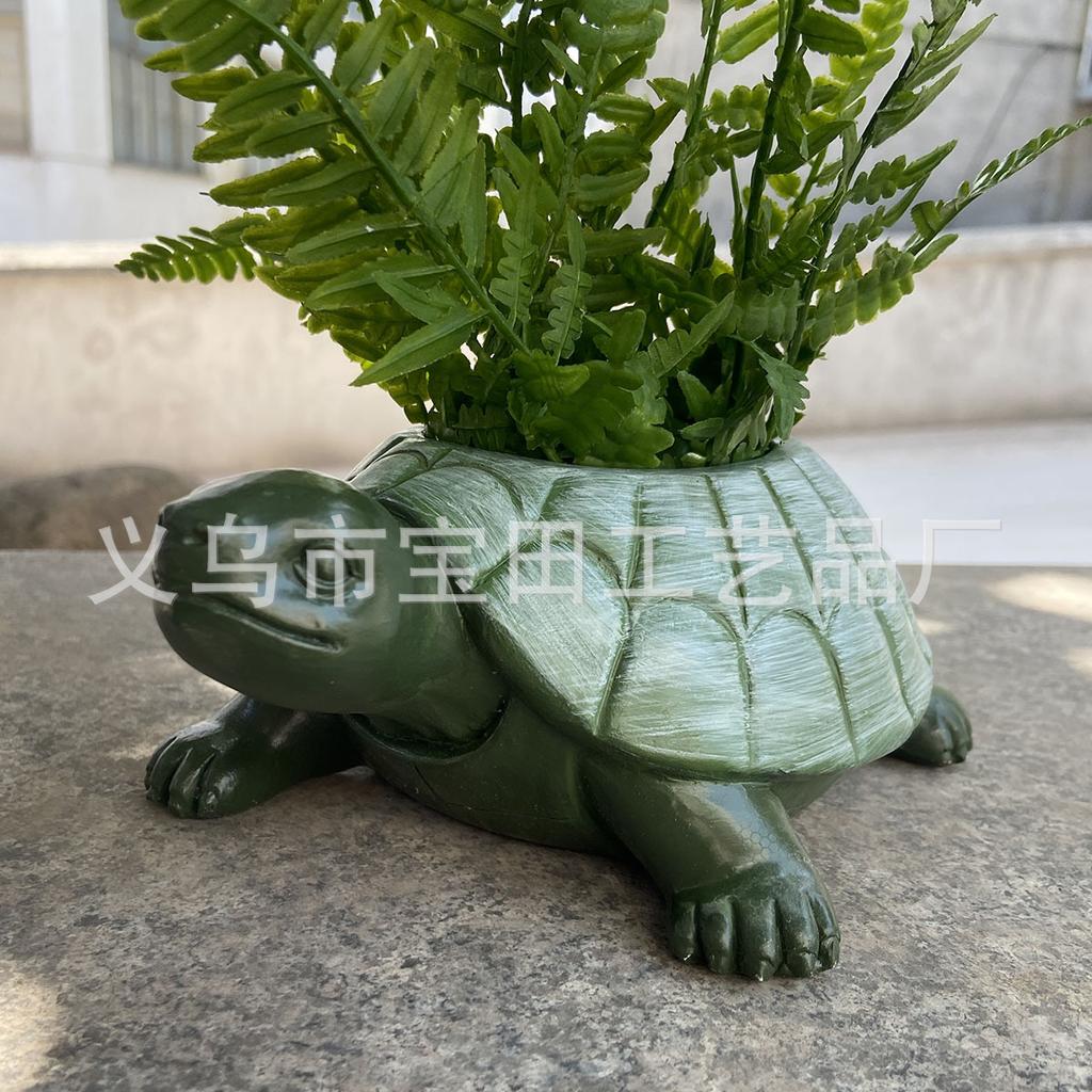 1 Piece Turtle Flower Pot Statue Ornament, Creative Animal Resin Statue Handicraft, Suitable for Outdoor Garden and Courtyard