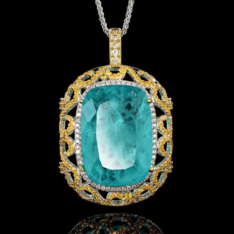 New Huabi Jewelry Copper Bottom Gold-plated Simulation Color Treasure Orange Hollow Pendant Necklace Stone 20 * 28