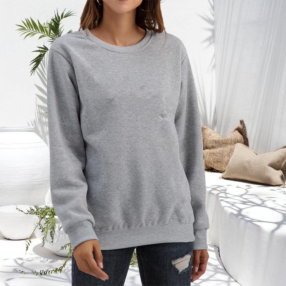2023 Women's Loose Round Neck Hoodie - Autumn/Winter Style with Plus Velvet Thickness