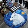 White Wolf Round Area Rug,Carpet Rug for Living Room Bedroom Sofa Playroom Decor,Non-slip Floor Mat