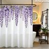 Watercolor Purple Wisteria Shower Curtain 1Pc Polyester 70.8X70.8 Inch Hanging Blooms On Ivory Background Bathroom Decor