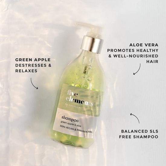 Sampon Kimirica Five Elements cu mere verde si aloe realizat cu extracte derivate natural pentru moale, neted, 300 ml