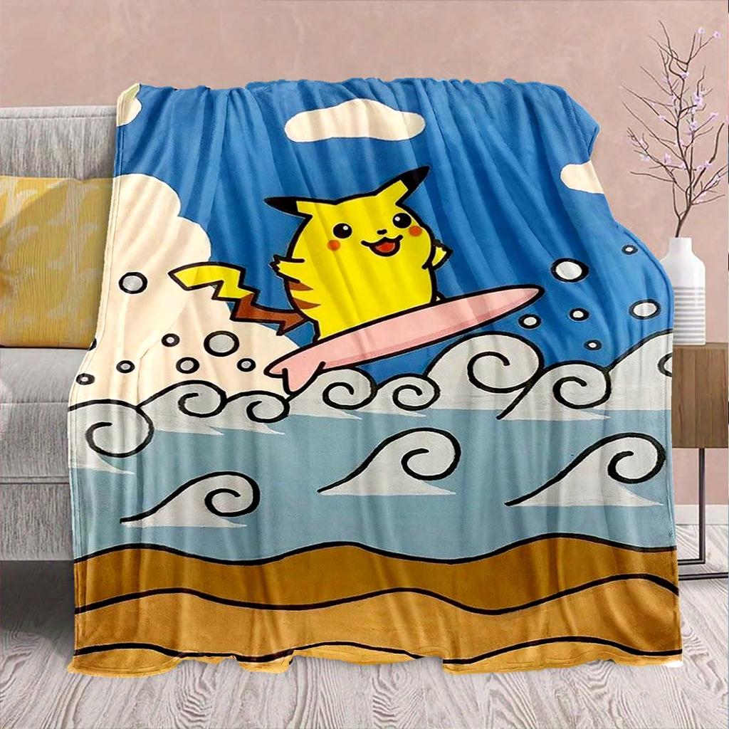 Pokémon Anime Flannel Blanket - Soft Warm Perfect for Sofa, Bedding Camping Travel Office Home Decor -QJY