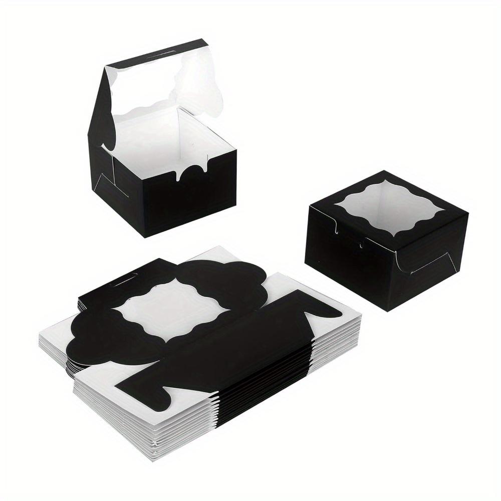 20pcs Black Gift Bakery Boxes with Window Mini Cookie Boxes Treat Boxes Gift Wrap Box for Birthday Parties Wedding Holiday Celebrations