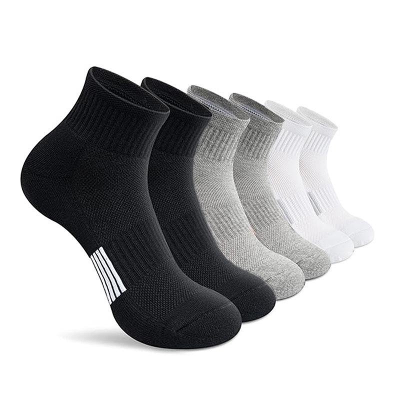 5/1pairs Men's Breathable Cotton Mid-Calf Socks - Sweat-Absorbent, Versatile Business & Sports Wear for All Seasons