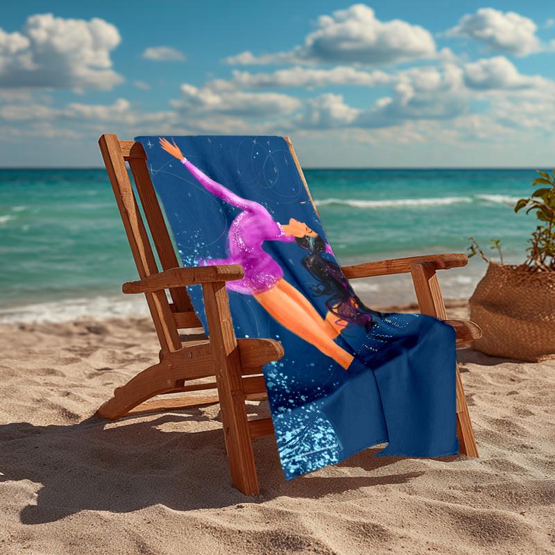 Ultra Soft Beach Towel with figure skating Theme,Ideal for Pool,Camping, Diving,Perfect Travel Essential, Vibrant Beach Towel.