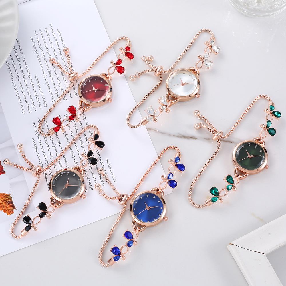 2023 Europäische & Amerikanische Strass-Armbanduhr mit Verstellbarem Armband