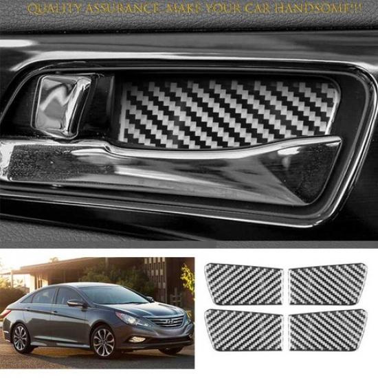 Для Hyundai Sonata 2011-2014 Накладка на внутреннюю ручку двери из настоящего карбона