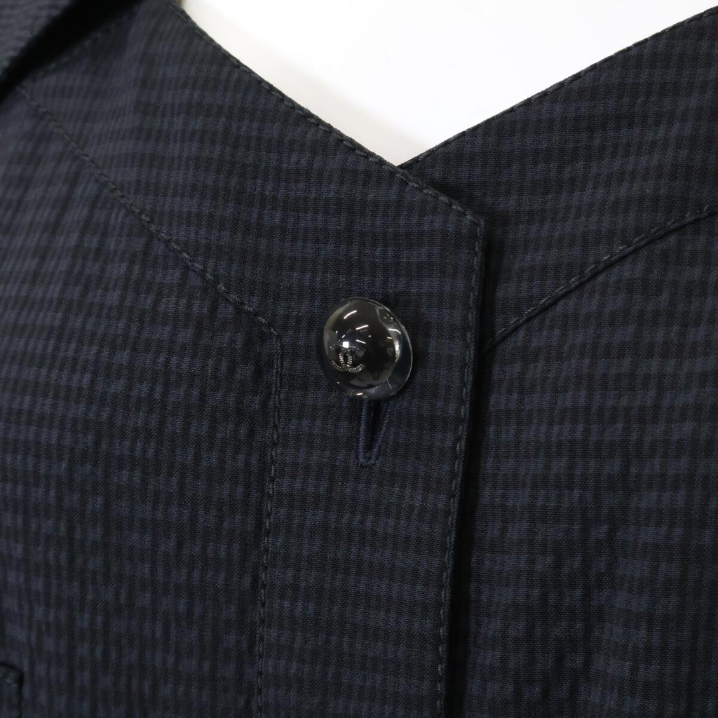 CHANEL [Excellent Condition] P53425V29267 CC Logo Button Short Sleeve Shirt dress 34 NavyUsed