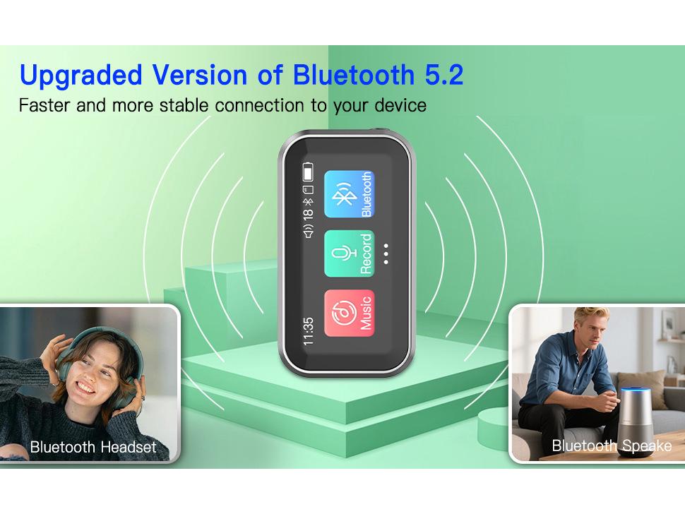 Bluetooth Mini MP3 Player, E-book and Voice Recorder with Speaker & FM Radio