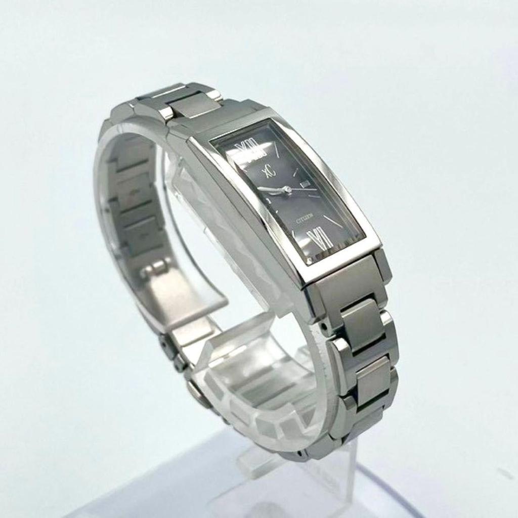 Used 976 Good Condition New Battery CITIZEN XC Citizen Square Black Dial Watch Quartz Stainless Steel Ladies Working Item