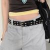 Unisex Punk  Rivet Waist Belt For Jeans, Casual And Streetwear Style Adjustable Pu Leather Belt For Men Women