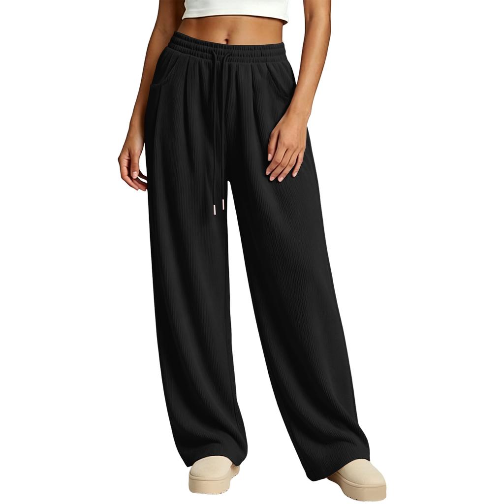 Women's Corduroy Pants Loose Fit Flowy High Waisted Casual Trousers for Everyday Wear