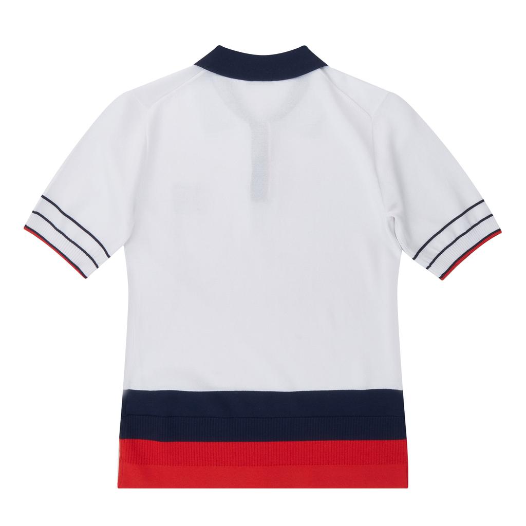 MARTINE GOLF Color Combi Collar Sweater_White