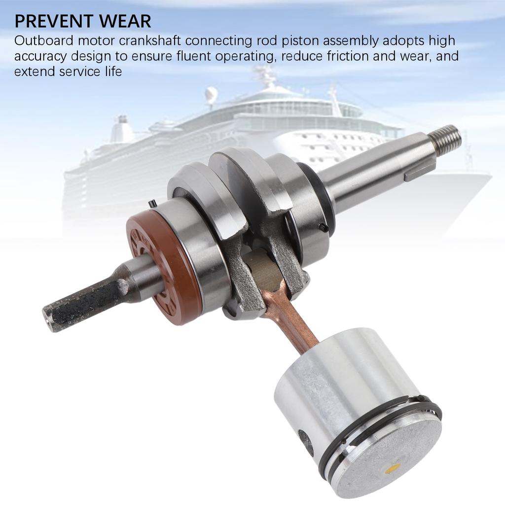 Crankshaft Connecting Rod Piston Assembly 6A1-11400-00 Replacement for 2 Stroke 2HP Outboard Motor Iron Metal