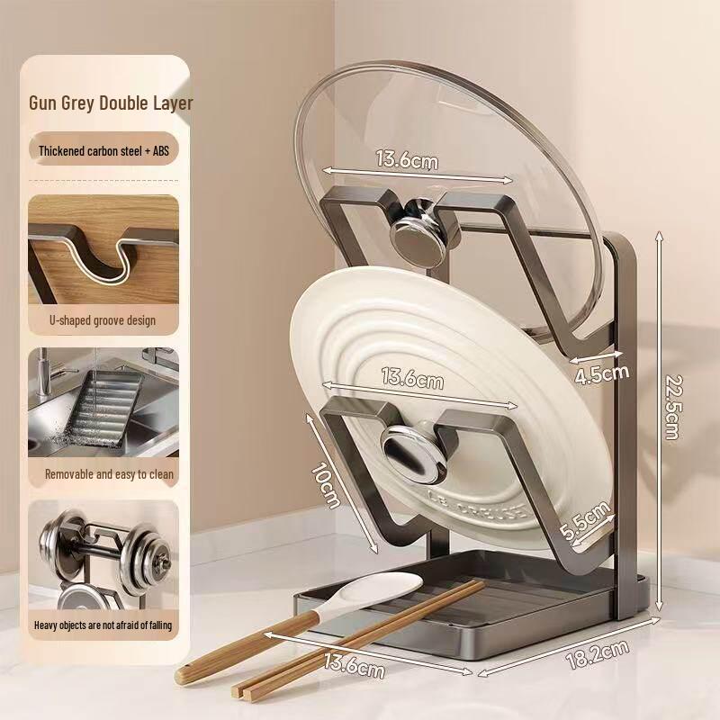 2026 Kitchen Pot Lid & Spatula Holder Rack - New Model for Thick Lids & Cutting Boards
